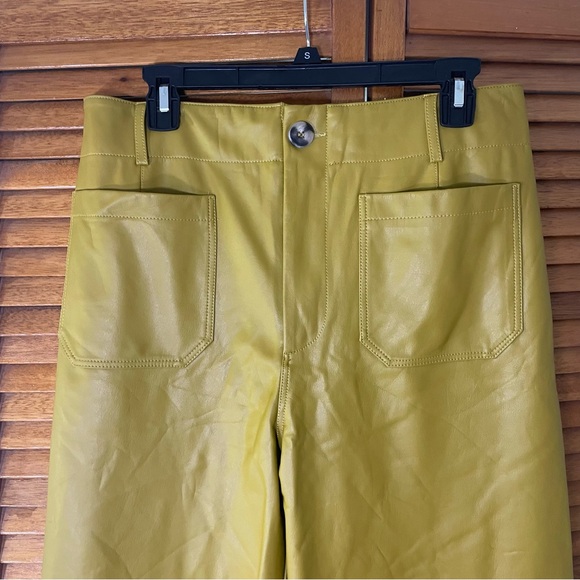 Maeve By Anthropologie The Colette Faux Leather Wide Leg Cropped Pants Sz 31 - Picture 3 of 11